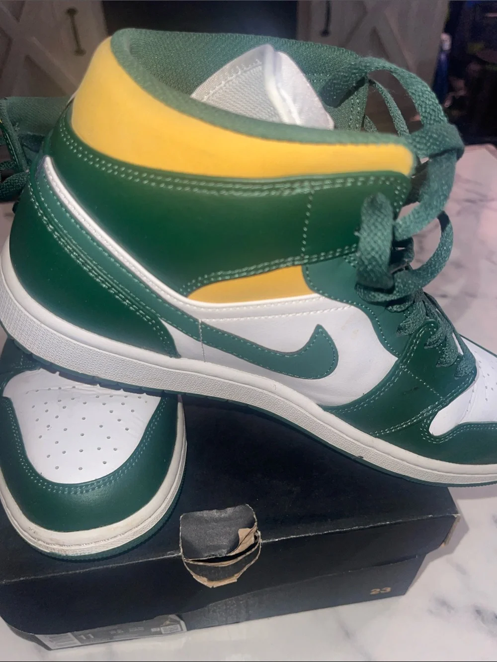 Nike Air Jordan 1 Mid White Green Yellow